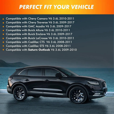 Side view of black SUV suitable for Chevy Camaro V6 High Pressure Fuel Pump Replacement Fits 2010 2011 Camaro Traverse 2009 2017 Acadia.
