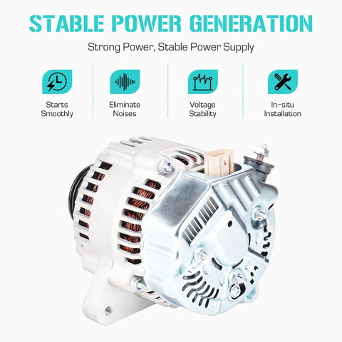 New 90A Alternator Replacement For RAV4 2.0L 2001 To 2003 Manual Transmission And RAV4 2.4L 2004 To 2005 Camry Solara 2.4L 2002 To 2003 Fits 102211-2120 102211-2380, side view