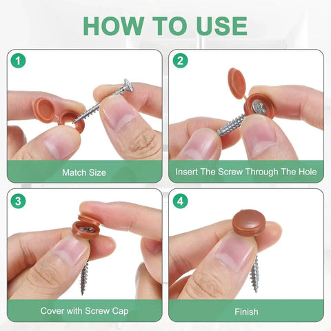 Instruction guide for using 200 Pack Plastic Hinged Screw Cover Caps White For M3 M4 M5 5mm Screw Heads