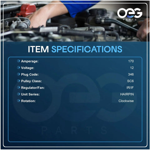 Specifications of Beefy 170 Amp 12V High Output Alternator For GMC Acadia 3.6L 2007-2017 And Chevrolet Traverse 3.6L 2009-2017