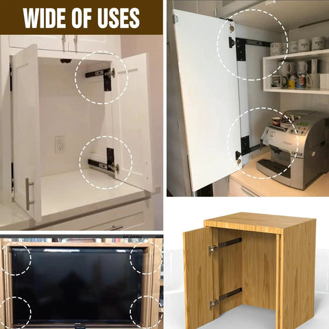 Ultra Quiet Pocket Door Slide Hardware Set 14 Inch Recessed for kitchen cabinets with steel construction, installed view.
