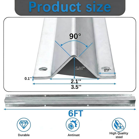 Heavy Duty Extra Wide 3.5-Inch V-Track For Sliding Gates, Universal Ground Track Kit In Galvanized Steel, 6 ft section close-up