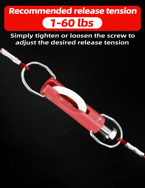 Close-up of Upgraded Zirconia Outrigger Release Clips With UV Resistant POM Housing for Saltwater Trolling, showing tension adjustment of 1-60 lbs.
