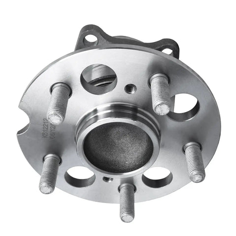 Rear Wheel Bearing Hubs Kit For 1996 Through 2005 Toyota RAV4 2WD ABS 5 Bolt 4 Bolt Square Flange Left And Right Replacement Hub Assembly 2 Piece Set Includes Easy Install No Fuss - side view of single hub showing bolt pattern and flange