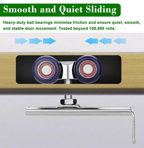 Double Sliding Door Track Hardware Kit For Bypass Doors For Three Quarter To One Inch Doors With Floor Guide And Rollers