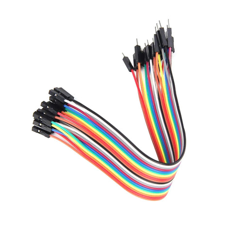 Rainbow jumper wire set with black 2.54mm connectors for Arduino projects