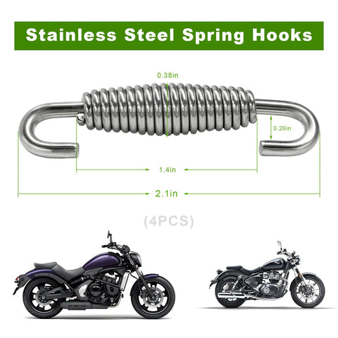 Stainless steel motorcycle exhaust muffler spring, 4-pack, 2.1in overall length, universal fit