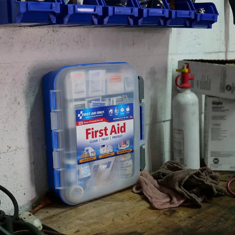 OSHA Compliant All Purpose First Aid Kit For 100 People Perfect For Worksite Office Home And Car on workbench