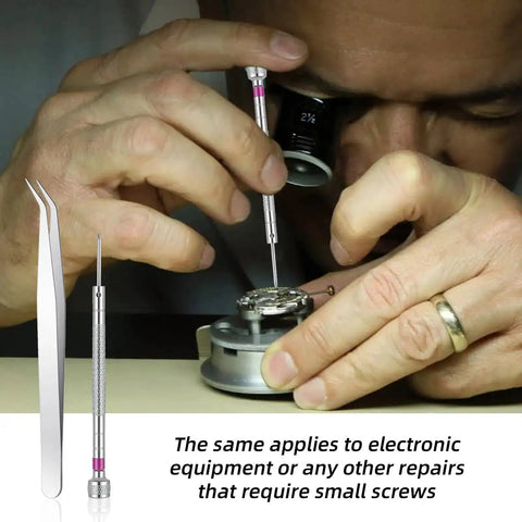 Watch repair using All-In-One 500-Piece Micro Screw Repair Kit With Tweezers For Glasses, Watches, Laptops And SSDs.