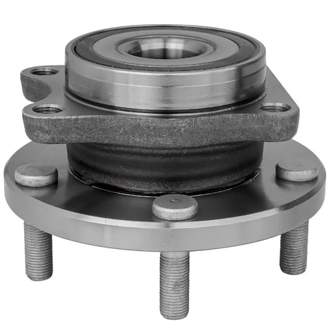 Two Piece Front Wheel Bearing Hubs Assembly For 2004 To 2025 Subaru Impreza Legacy Outback Ascent Tribeca WRX And WRX STI With Five Lugs ABS Encoder Four Bolt Square Flange front view
