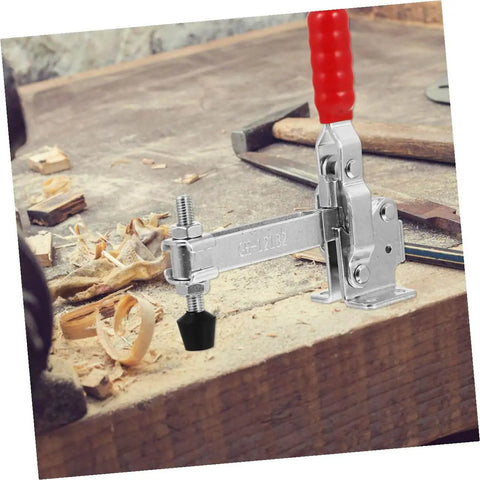 Two Pack Welding Toggle Clamps For Woodworking, Quick Release Iron Fixed Clamps For Jigs And Fixtures on a workbench