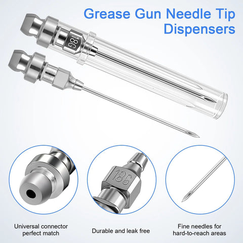 FSGZDG grease gun needle tip kit including needle dispenser, rubber joint, detachable needle tip, and 2 needle nozzles