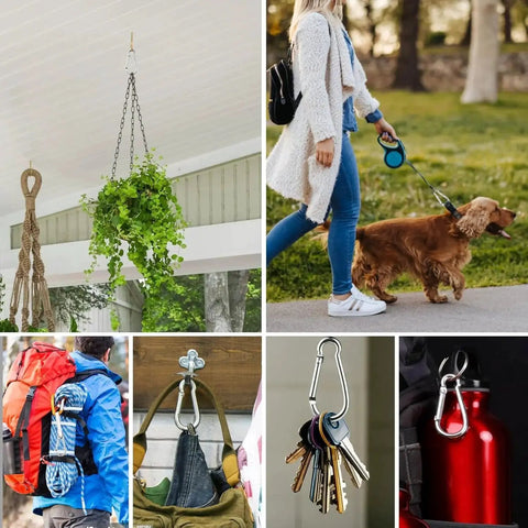 30 Pack M4 Mini Carabiner Clips 1.57 Inch Spring Loaded For Camping Gear used for plants, dog leash, backpack, and keys.