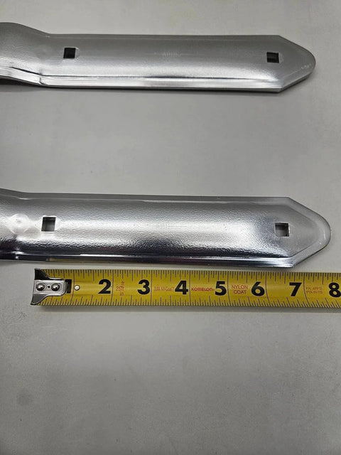 Pair Of 16 Inch Aluminum Offset Bent Strap Hinges For Cargo Utility Trailers And RV Doors, Rustproof Aluminum With 270 Degree Action shown with measuring tape