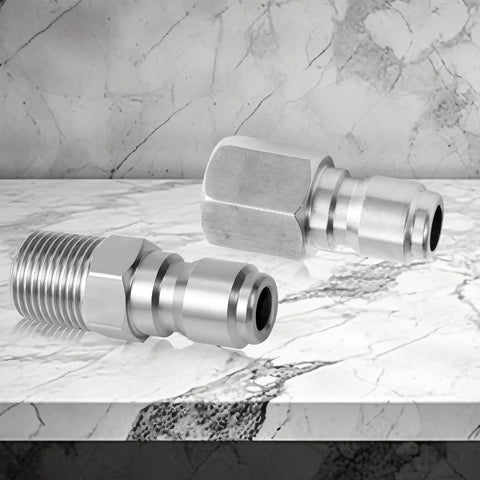 Stainless Steel Quick Connect Pressure Washer Fittings Set Of 2 No Leak Heavy Duty Pro Grade Quarter Inch Water Gun Connectors