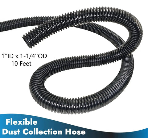 10 Foot Dust Collection Hose Kit With Five Threaded Adapters For Power Tools And Workshop Vacuums, flexible hose detail