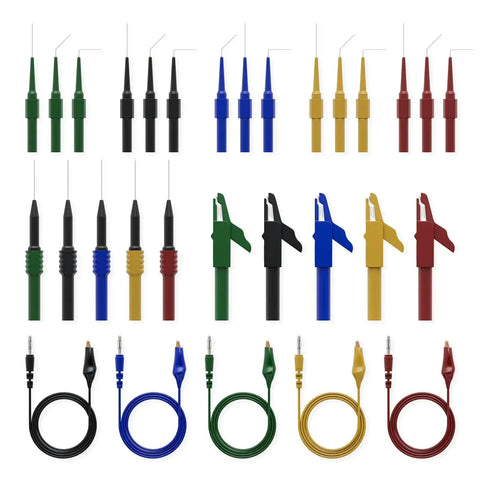 Pro Grade Automotive Power Circuit Probe Tester Upgrade Kit with 30 back probe leads for 12 24V circuit testing in assorted colors