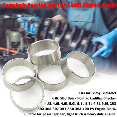 Camshaft Bearing Kit 5Pc For GM Small Block V8 Engines Fits Chevrolet GMC Buick Pontiac Cadillac 283 302 305 327 350 383 400