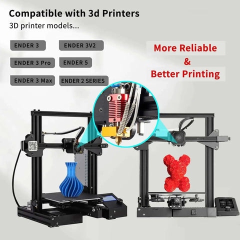 Ender 3 Hotend Upgrade Kit With M3 Stud Thermistor, installed on Creality 3D printers, demonstrating enhanced printing reliability.