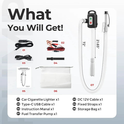 Rechargeable Fuel Transfer Pump With Auto Stop Sensor For Fast 3.2 GPM Flow Portable Gas Can Pump with accessories and bag