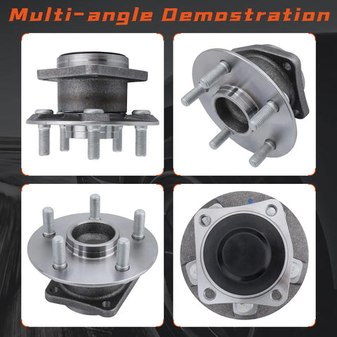 Pair Rear Wheel Bearing And Hub Assembly For Toyota Celica 2000 To 2005, Corolla 2003 To 2008, Matrix 2003 To 2008, And Pontiac Vibe 2003 To 2008 5 Lug Non ABS FWD Only shown in multiple angles