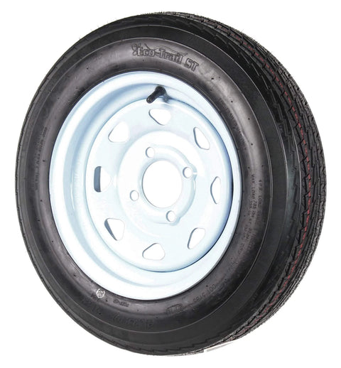 Two Pack Trailer Tire Rim Set 4.80-12 480-12 White Spoke Wheel With 4 Lug On 4 Inch Center Bore LRC Style Beefy 20.5 Inch Overall Diameter