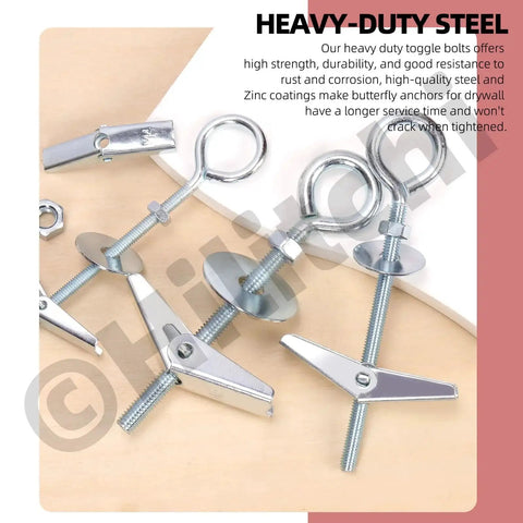 15 Pieces M5 Eye Bolt Toggle Anchors And Wing Nut Kit, 75mm Length, O Shaped Butterfly Toggle Anchors For Hanging Lamps