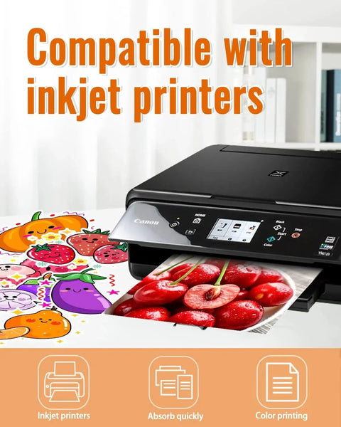 Printer using Premium Printable Vinyl Sticker Paper For DIY Crafts QYH 50 Sheets Glossy White Quick Drying Waterproof