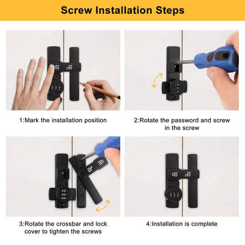 3 Digit Keyless Barn Door Latch With 180 Degree Flip for sliding gates and cabinets installation steps