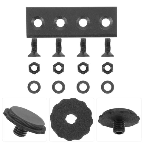 Black Sliding Barn Door Track Connector Repair Bracket, Heavy Duty Metal Flat Plate with screws and spacers for hardware kit.