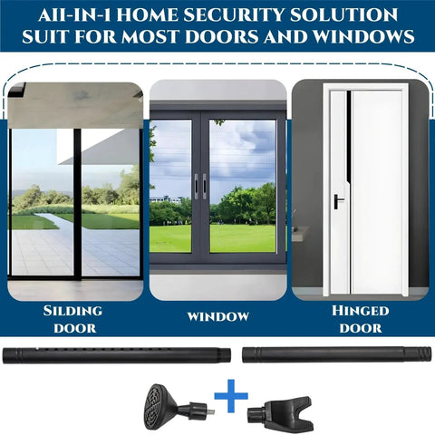 2 Pack Door Security Bars Anti Slip Heavy Duty Door Stoppers For Hinged Doors And Sliding Patio Doors, 2 In 1 Adjustable Jammer