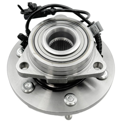 Front view of Front Wheel Hub And Bearing Assembly For 2007 2014 GM Full Size SUVs And Trucks 4WD Bolt On Direct Fit Including Escalade Suburban