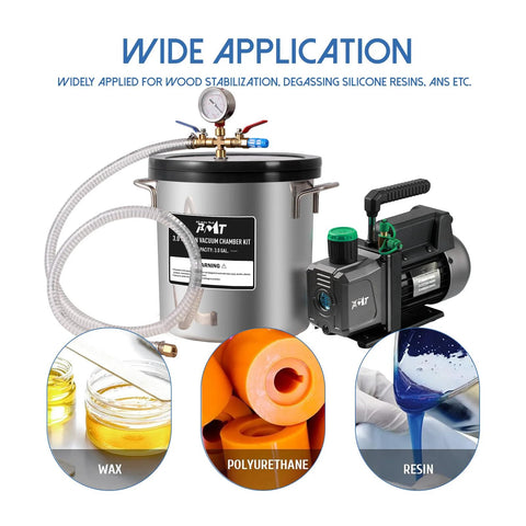 PB Motor Tech 3 Gallon vacuum chamber kit with tempered glass lid and 4.5 CFM pump for wood stabilization