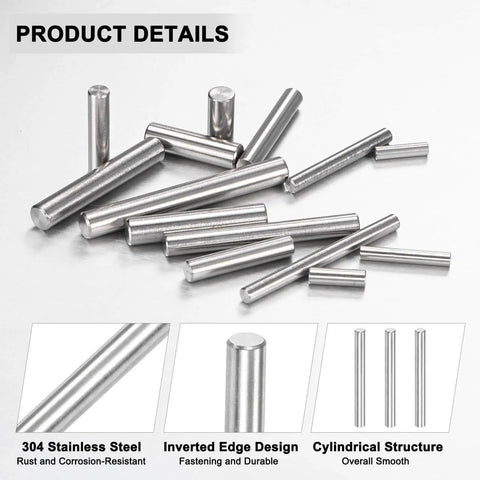 20 Pack 3 x 28 mm Dowel Pins, 316 Stainless Steel Shelf Support Pins For Metal Machinery And Wood Projects, Cylindrical Fasteners