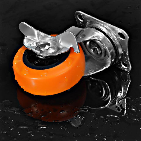 Caster Wheels, 3 Inch Heavy Duty Casters Set of 4 - Locking Swivel Plate Polyurethane Wheels with Brake for Furniture, Carts, and Workbench - Canadian Ball Bearing Supplier.