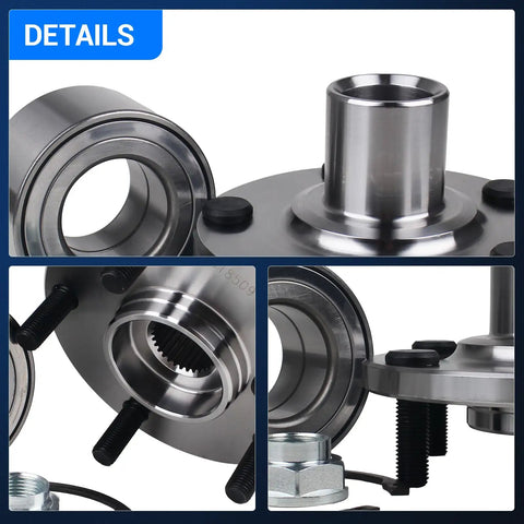 Close-up of Front Wheel Bearing And Hub Assembly For Toyota Camry 1992 2003 Sienna 1998 2003 Avalon 1995 2004 Solara 1999 2003 Lexus Es300 1992 2003 RX300 1999 2003 Non ABS 5 Lugs Front Left And Front Right showing sealed bearing components