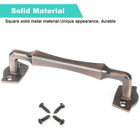 10 Inch Heavy Duty Rustic Sliding Barn Door Pull Handle In Oil Rubbed Bronze Finish with screws on white background