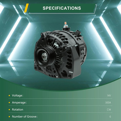 14V 300A High Output Alternator Replacement For GM Escalade Tahoe Suburban Yukon Avalanche H2 And More 2007 To 2011 6 Groove Pulley