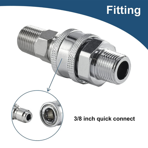 3/8 Inch Quick Connect Pressure Washer Fittings Kit With Male NPT Threads for gas and electric power washers, front view.