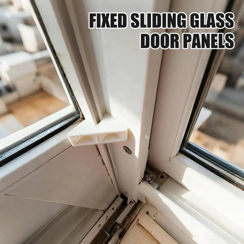 Installed Eight Pack Patio Door Clips And Fixed Panel Brackets For Wood Gliding Sliding Doors Durable Plastic Construction
