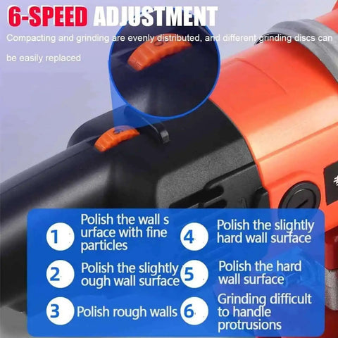 Close-up of 8 Inch Diamond Floor Grinder With Three Disc System 2800W showing 6-speed adjustment for polishing and grinding.