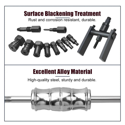 12 Piece Motorcycle Blind Inner Bearing Puller Kit With Slide Hammer And Collets 8mm To 25mm, high-quality steel, black coating