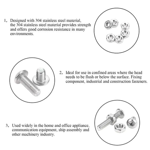 360 Piece M3 Stainless Steel 304 Hex Button Head Bolts Screws And Nuts Kit With Sizes 4Mm 6Mm 8Mm 12Mm 16Mm 20Mm DIY