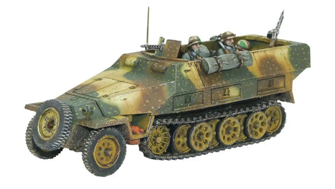 SdKfz 251 Hanomag model from Bolt Action Third Edition Starter Set For WWII Tabletop Battle With 28mm US Airborne And German Grenadiers.