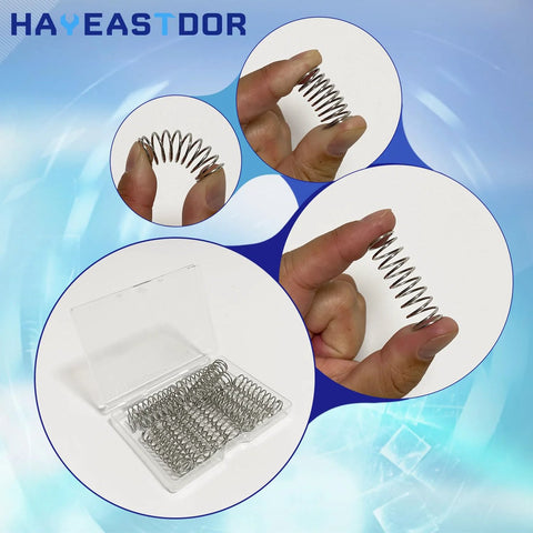 HayEastdor SP9706 16-pack stainless steel small compression springs, 1/2 in x 1-1/2 in, with clear plastic case