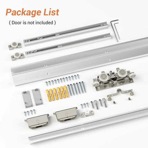 Concealed 38 Inch Sliding Barn Door Hardware Kit With Soft Close Aluminum Hidden Track System Wall Mount No Floor Track