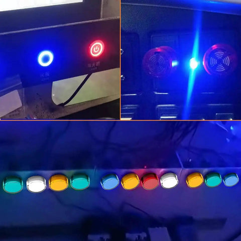 Energy Saving Indicator Lights Set For 12V, 24V And 110V Systems, 20 mA, 22 mm Mounting Hole, showcasing red and green LEDs in use