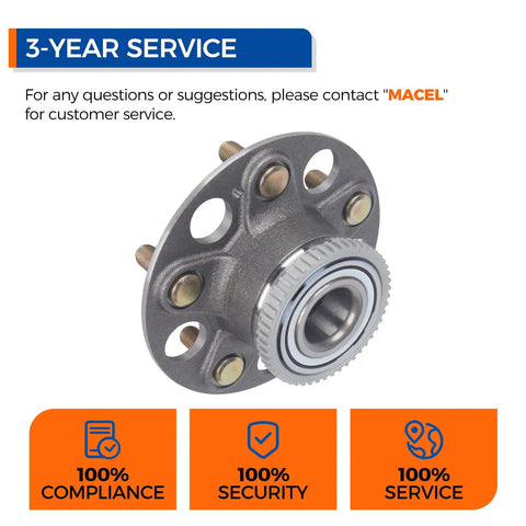 Rear Wheel Hub and Bearing Assembly For 1999 Through 2003 Acura TL And 1998 Through 2002 Honda Accord V6 Models Rear Disc Compatible OEM Grade Replacement, single hub shown