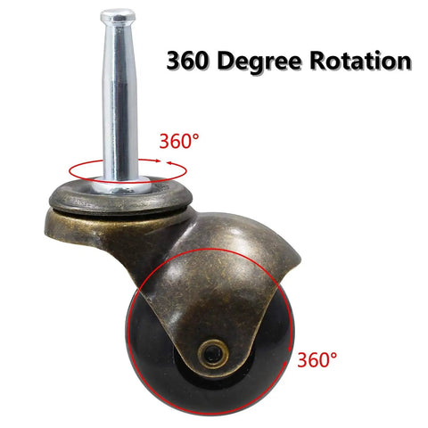 Vintage Ball Caster Wheels Set Of Four With Antique Copper Gold Finish For Furniture Replacement Sockets Included 5/16 X 1-1/2 Inch Mounting Stem 8X38mm