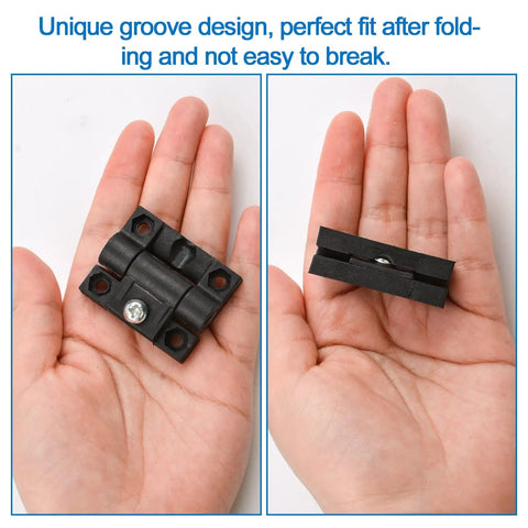Premium INCREWAY 10 Pack Cabinet Hinges With Screws, adjustable tension, black nylon, shown in hand for size reference